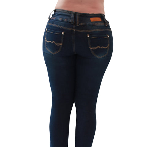 Moda Jeans Plus Size Colombian Butt Lifter  Jeans- Blue