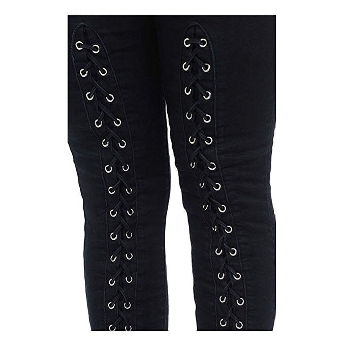 Diamante Colombian Design Butt Lifter  Women Denim High Waist Skinny Jeans-Black with weave- A10240