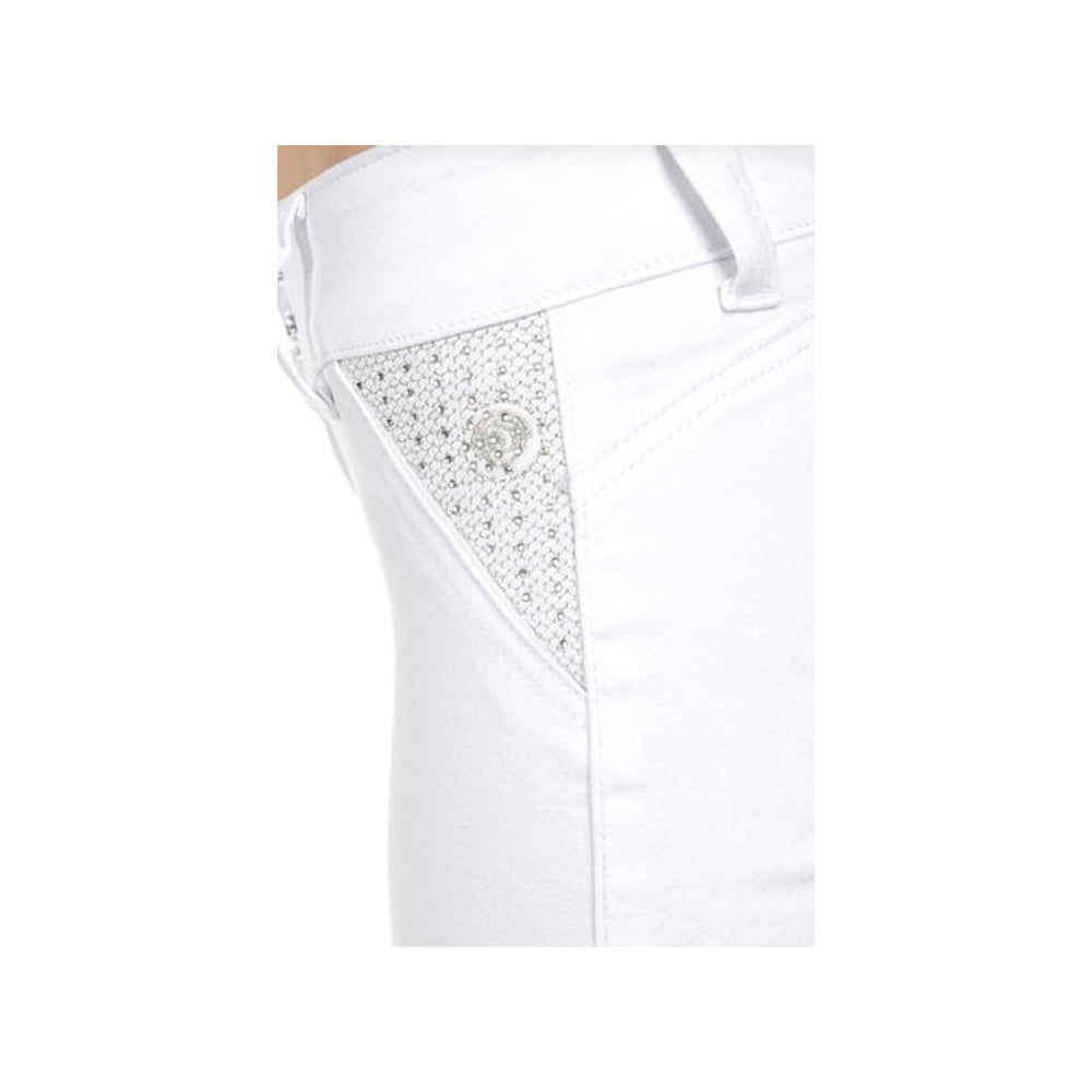 Diamante Colombian Design Butt Lifter Women Denim Skinny Jeans-White- N3150